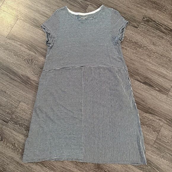 Eileen Fisher 100% Organic Linen Jersey Stripe Dress - Picture 1 of 7